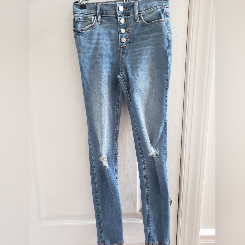 Old Navy Button Fly Rockstar Super Skinny Jeggings Size 12 Girls